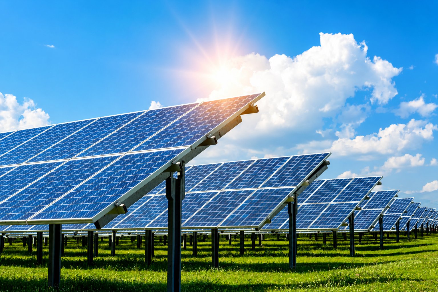 Solar farm on a sunny day